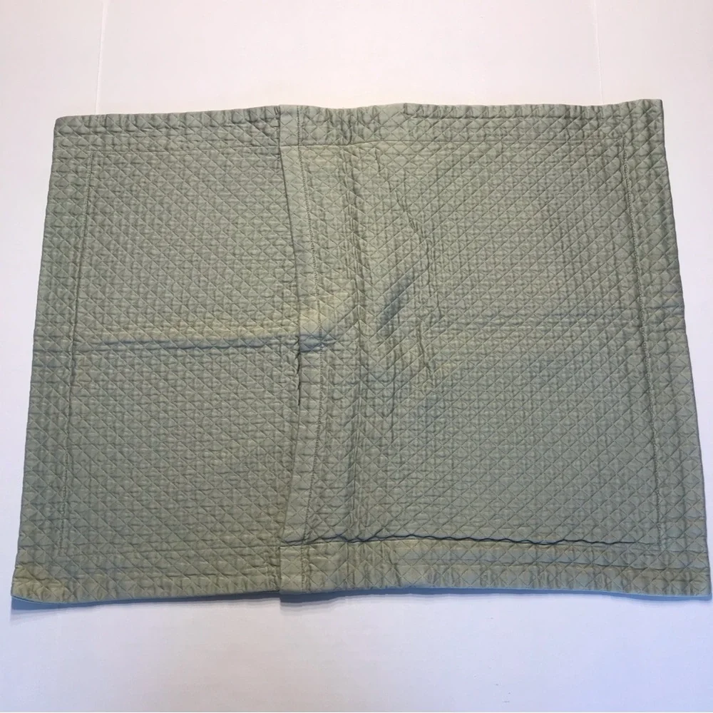 Restoration Hardware Vintage-Washed Diamond Matelasse Standard pillow sham Green